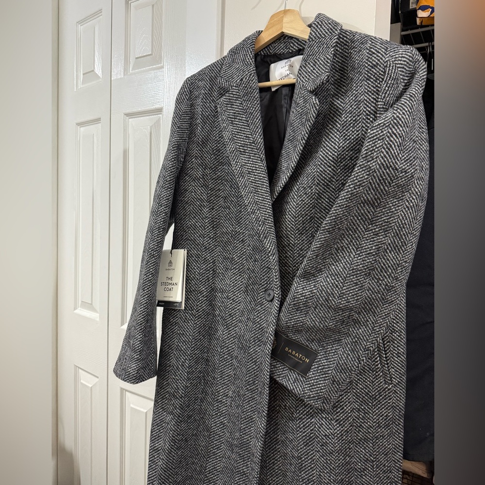 Babaton Stedman Coat in Grey Herringbone
